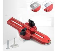 Table Saw Jig Guide for Thin Rip Cuts, Aluminum Alloy Woodworking Tool with Adjustable 2-7.6 Inch Range, Compatible with 30/45/74 Type T-Rails and 3/4" x 3/8" Miter Slots, Red