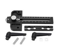 Table Saw Jig Guide with Roller Dual Scale, Woodworking Thin Ripping Guide Locator, Aluminum Alloy Fence for Table Saw Band Saw Router Fits 3/4x3/8 and 3/8x1/4 Inch T (Black)