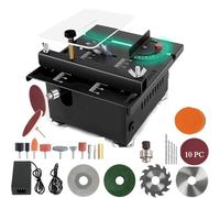 Table Saw, Miniature Crafts Tool for Wood Cutting, Multi-Function with Sanding Discs - Ideal for DIY Projects and Precision Cutting