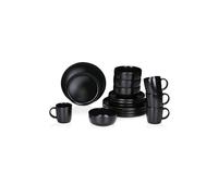 Table service - alpina - 16 pieces - Black - Earthenware - For 4 people