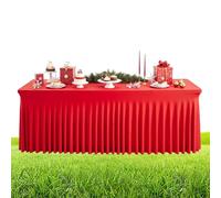 Table Skirt - 1.8 m Red Rectangular Table Skirt Reusable for Party Table Cloth for Wedding Restaurant Reception Banquet Fair