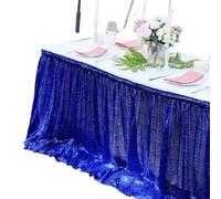 Table Skirt 4/6/9/14ft Sequin Table Skirt For Round/Rectangle/Square For Birthday Party Wedding(Blue,12ft 70x426cm)