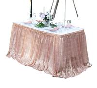 Table Skirt 4/6/9/14ft Sequin Table Skirt For Round/Rectangle/Square For Birthday Party Wedding(Champagne,12ft 70x426cm)