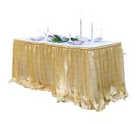 Table Skirt 4/6/9/14ft Sequin Table Skirt For Round/Rectangle/Square For Birthday Party Wedding(Gold,12ft 70x426cm)