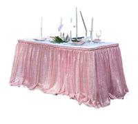 Table Skirt 4/6/9/14ft Sequin Table Skirt For Round/Rectangle/Square For Birthday Party Wedding(Pink,12ft 70x426cm)