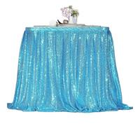 Table Skirt 4/6/9/14ft Sequin Table Skirt For Round/Rectangle/Square For Birthday Party Wedding(Sky blue,12ft 70x426cm)