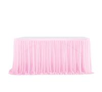 Table Skirt 4FT/6FT/9FT Tulle table skirt Wedding Decoration Home Birthday Party Table Skirt Sign-in desk Dessert Cover Decor for party(Pink,6FT (185x77cm))