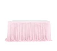 Table Skirt 4FT/6FT/9FT Tulle table skirt Wedding Decoration Home Birthday Party Table Skirt Sign-in desk Dessert Cover Decor for party(Light Pink,9FT (275x77cm))