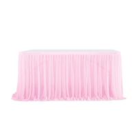 Table Skirt 4FT/6FT/9FT Tulle table skirt Wedding Decoration Home Birthday Party Table Skirt Sign-in desk Dessert Cover Decor for party(Pink,4FT (122x77cm))