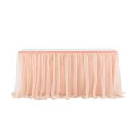 Table Skirt 4FT/6FT/9FT Tulle Table Skirt Wedding Party Tutu Tableware Cloth Gender Reveal Birthday Home Decoration for party(Rose gold,6FT 77x183cm)