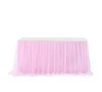 Table Skirt 4FT/6FT/9FT Tulle Table Skirt Wedding Party Tutu Tableware Cloth Gender Reveal Birthday Home Decoration for party(Pink,4FT 77x122cm)