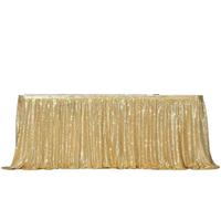 Table Skirt Beige Gold Sequin Table Skirt Tables Cloth Birthday Party Wedding Accessories Sweets Decoration Festival Deco for party(Gold,14FT-70x426cm)