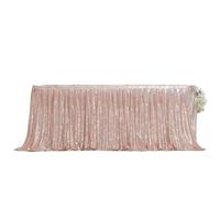 Table Skirt Beige Gold Sequin Table Skirt Tables Cloth Birthday Party Wedding Accessories Sweets Decoration Festival Deco for party(Rose gold,14FT-70x426cm)