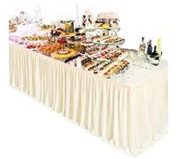 Table Skirt Birthday Party Table Skirt Tulle Table Skirting Wedding Hotel Conference Table Skirt Party Decoration(Milky white,14ft-427cmLx78cmH)