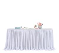 Table Skirt Decoration, Party Table Skirts Polyester Multicolor Multiple Sizes(White,14ft-427cmLx78cmH)