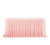Table Skirt Party Table Skirt Birthday Pleated Dessert Tablecloth Cover Wedding Festive Table Skirting Home Table Decor(Blood tooth,6FT 77x183cm)