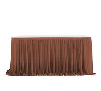 Table Skirt Pleated Circumference Birthday Party Wedding Decoration Ruffle Edge Elastic Thin Gauze Tulle for Banquet Wedding Birthday Party(Color 19,14FT427cmX77cm)