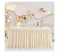 Table Skirt Polyester Table Skirt For Rectangle Tables, Pleated Ruffle Cloth For Banquet, Wedding(Beige,14FT 78x427cm)