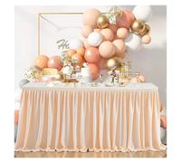 Table Skirt Polyester Table Skirt For Rectangle Tables, Pleated Ruffle Cloth For Banquet, Wedding(Champagne,14FT 78x427cm)