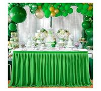 Table Skirt Polyester Table Skirt For Rectangle Tables, Pleated Ruffle Cloth For Banquet, Wedding(Green,9FT 78x275cm)