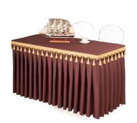 Table Skirt Rectangle Table Baby Showers Party Wedding Banquet Skirt Tablecloth Decorate Solid Color Cover Tableware Cloth for party(Dark brown,Custom size)