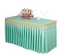 Table Skirt Rectangle Table Baby Showers Party Wedding Banquet Skirt Tablecloth Decorate Solid Color Cover Tableware Cloth for party(BLUE,180x60x75cm)