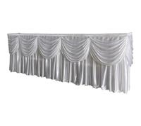 Table Skirt Rectangle White Table Skirts Ice Silk Ruffled Skirt Wedding Birthday Party Banquets Pleated Skirting(White,H80xW500CM)