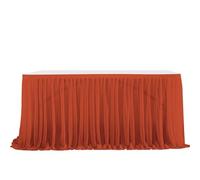 Table Skirt Semi-Sheer Chiffon Table Skirt Birthday Party Table Setting Dining Wedding Banquets Decor(Rust,12FT(L4.26m H0.75m))