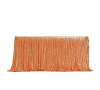 Table Skirt Sequin Table Skirt Tables Flash Cloth Birthday Party Decor Wedding Festival Event Rectangle Glitter Skirts Decoration(Orange,14FT 70x426cm)