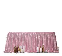 Table Skirt Sequin Table Skirt Tables Flash Cloth Birthday Party Decor Wedding Festival Event Rectangle Glitter Table Skirts Decoration(Silver,70x122CM)