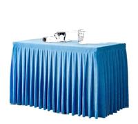 Table Skirt Solid Color Conference Tablecloth Exhibition Celebration Table Cover Gold Velvet Skirt Plush Decorate for party(Sky Blue,120x60x75cm)