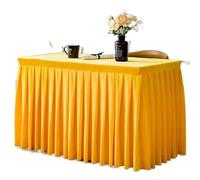 Table Skirt Solid Color Conference Tablecloth Exhibition Celebration Table Cover Gold Velvet Skirt Plush Decorate for party(Golden,100x40x75cm)