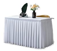 Table Skirt Solid Color Conference Tablecloth Exhibition Celebration Table Cover Gold Velvet Skirt Plush Decorate for party(White,140x60x75cm)