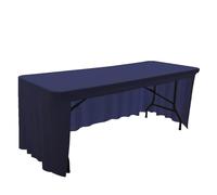 Table Skirt Spandex Stretch Table Cloth Tablecloth 6FT 8FT Elastic Cover for Hotel Banquet Wedding Party Decor White Skirt for party(Deep Blue,8FT-243x76x76cm)