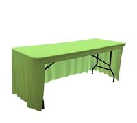 Table Skirt Spandex Stretch Table Cloth Tablecloth 6FT 8FT Elastic Cover for Hotel Banquet Wedding Party Decor White Skirt for party(GREEN02,6FT-183x76x76cm)