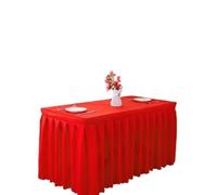 Table Skirt Table Skirt Polyester Rectangular Cover Conference Room Exhibition Cloth Tablecloth For Wedding Party Hotel Decor for party(Red-01,140cmLx40cmWx75cmH)