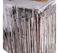 Table Skirt Table Skirt Wedding Decoration Table Birthday Party Decor 275 * 75cm Table Skirt Birthday Decoration Tablecloths For Party(Silver)
