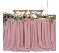 Table Skirt Table Skirts Chiffon Semi-Sheer Tablecloths For Backyard Weddings Birthday Party Cake Dinner Decorations(1PC Dark pink,70X183cm)