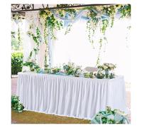 Table Skirt Table Skirts Rectangle Polyester Ruffle Tablecloth For Wedding Birthday Party Banquet Decorations(White,H78xL122CMX1Pcs)