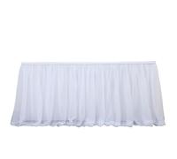 Table Skirt Tulle Table Skirt Gold-rimmed Mesh Wedding Party Decoration Hotel Supplies Mesh Table Skirt Table Cover(White,14FT(427cmx77cm))