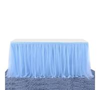 Table Skirt Tulle Table Skirt Wedding Party Tutu Tableware Cloth Gender Reveal Birthday Party Home Decoration(Sky blue,6FT 77x183cm)
