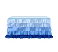 Table Skirt Wedding Decoration Chiffon Skirt Colorful Multi-layer Ruffle Table For Rectangle Round Tables Reusable(Light Blue)