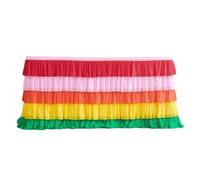Table Skirt Wedding Decoration Chiffon Skirt Colorful Multi-layer Ruffle Table For Rectangle Round Tables Reusable(Multicolor)