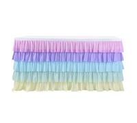 Table Skirt Wedding Decoration Chiffon Skirt Colorful Multi-layer Ruffle Table For Rectangle Round Tables Reusable(Light Purple)