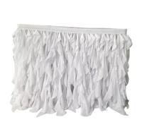 Table Skirt White Ruched Table Skirt, Ruffle, Chiffon, 10ft Length