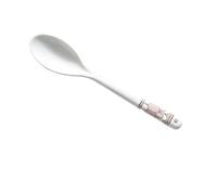 Table Spoons White Coffee Spoon Ceramic Handle Teaspoon Sugar Ice Cream Desert Stirring Soup Tableware for Home(Pink,Small)