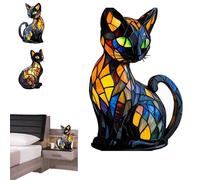 Table Stained Vintage Cat Lamp, Mosaic LED Animal Table Lamp