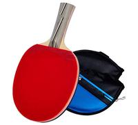 Table tennis bat, Single Shot 7-layer Pure Wood Racket Suitable for Amateur Beginners Table Tennis with Round Paddle Set(Blue,Horizontal shot)