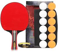 Table tennis bat, Table Tennis Racket Six-Star Professional-Level Single Ping Pong Paddle Contains 12 Set(Black,Horizontal shot)