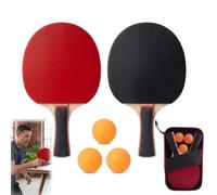 Table Tennis Bats, Ping Pong Set Portable Table Tennis Paddles with Balls | Portable Table Tennis Set 2 Bats + 3 Balls Poplar Blades High-Rebound Rubber Non-Slip Flared Handles for All-Age Play
